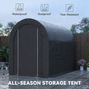 Abri de moto 5 x 8 robuste et portable en acier galvanisé, noir