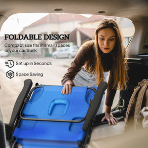 Folding Lounge Chair w/ Reclining Back, Dark Blue