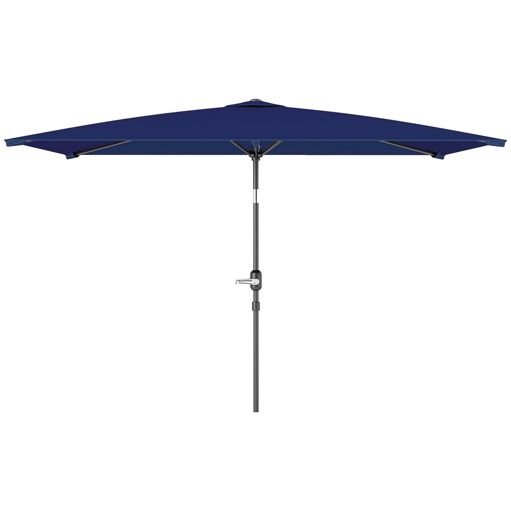 Parasol de jardin rectangulaire inclinable en aluminium 2 x 3m avec manivelle, bleu marine
