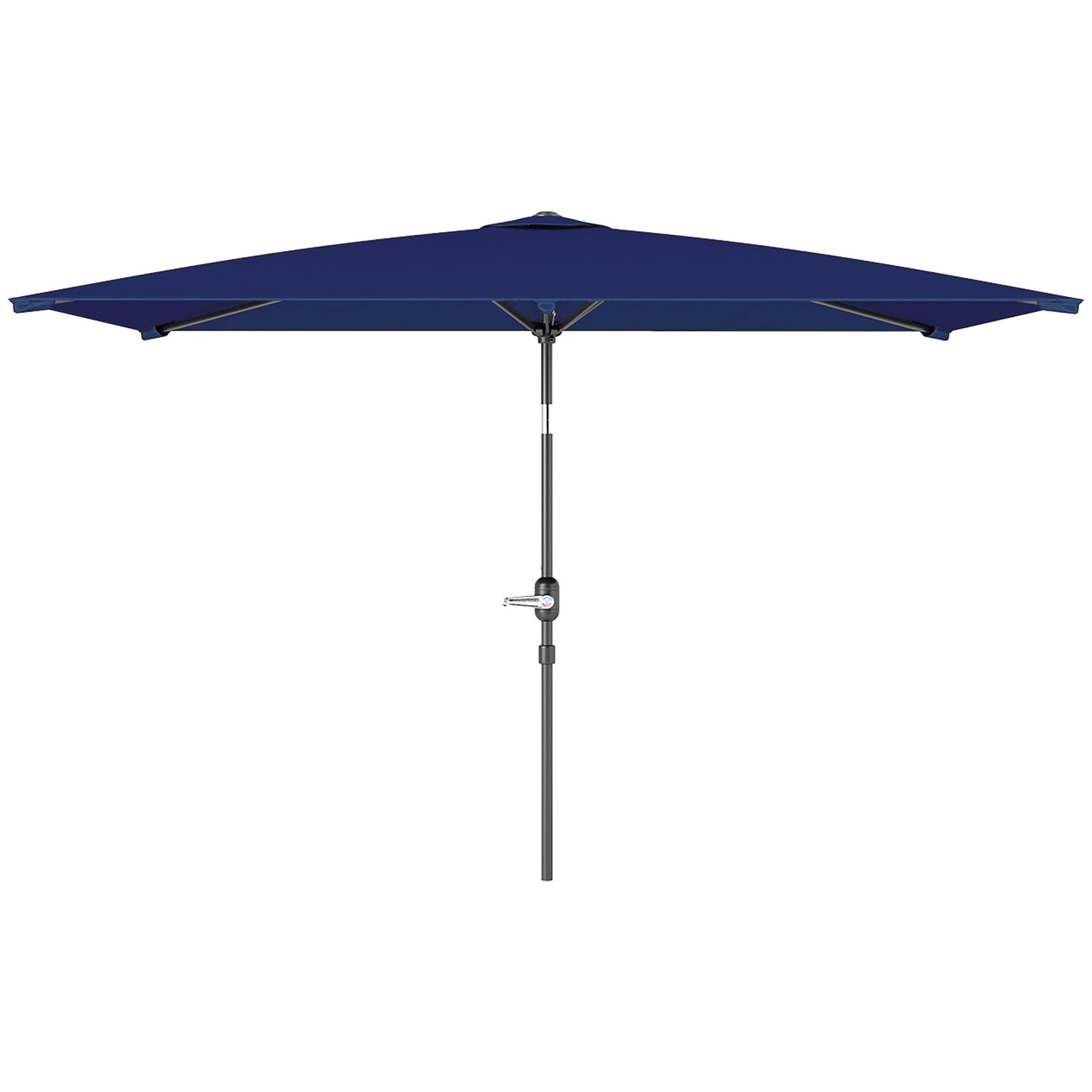 Parasol de jardin rectangulaire inclinable en aluminium 2 x 3m avec manivelle, bleu marine