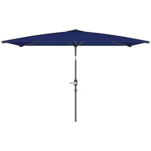 Parasol de jardin rectangulaire inclinable en aluminium 2 x 3m avec manivelle, bleu marine