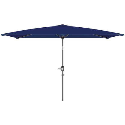 Parasol de jardin rectangulaire inclinable en aluminium 2 x 3m avec manivelle, bleu marine