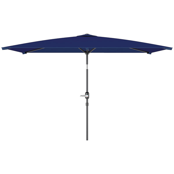 Parasol de jardin rectangulaire inclinable en aluminium 2 x 3m avec manivelle, bleu marine