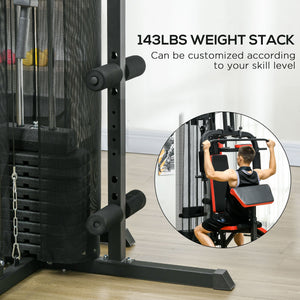 Appareil de musculation multifonction avec banc pour abdominaux, support pour pompes, station de dips, poids de 65 kg