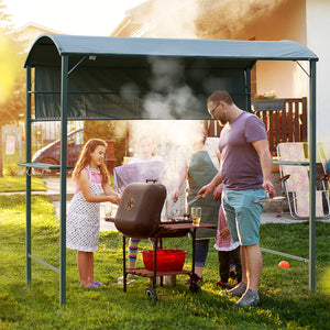 Outsunny BBQ Gazebo 7'x4.5' Outdoor Tent Metal Frame Sunshade Gray |