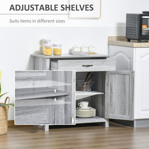 Buffet de style ferme avec portes coulissantes de style grange, finition gris veiné