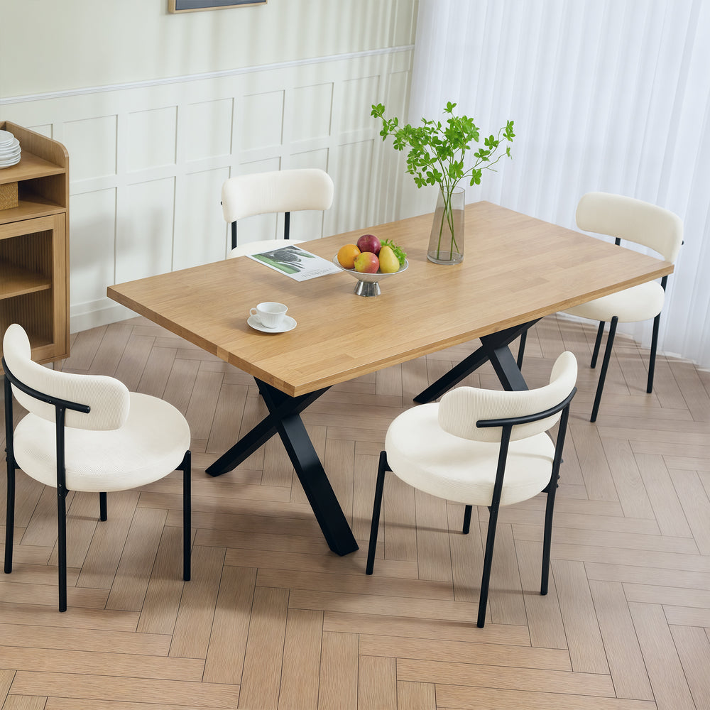 Lot de 4 chaises de cuisine modernes avec revêtement en velours côtelé beige