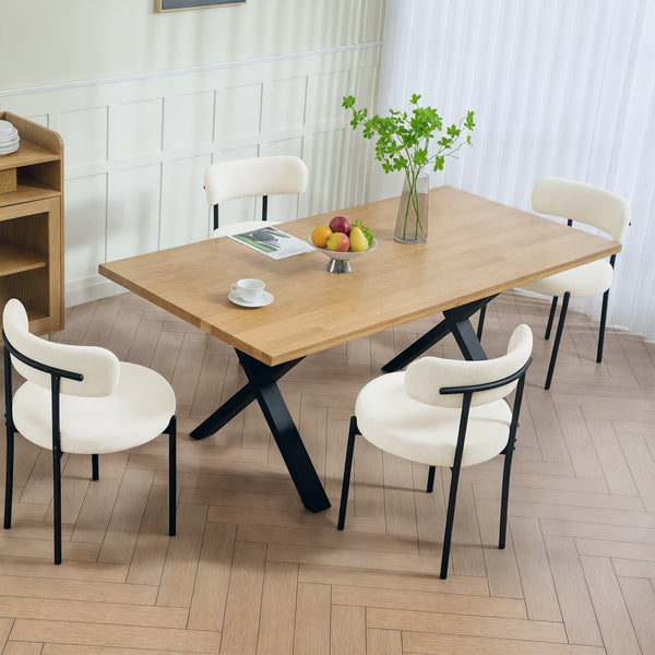 Lot de 4 chaises de cuisine modernes avec revêtement en velours côtelé beige