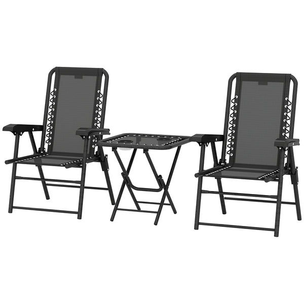 Outdoor folding metal table and chairs set with cup holders