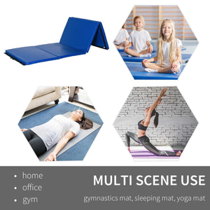 Tapis de gymnastique pliable 4'x10'x2'', avec poignées de transport, bleu foncé