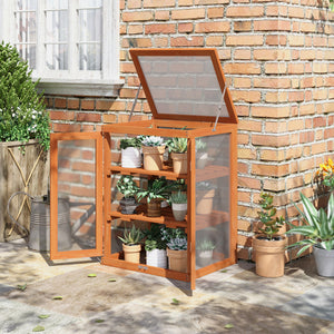 Serre de culture portable en bois à 2 niveaux, châssis froid en polycarbonate