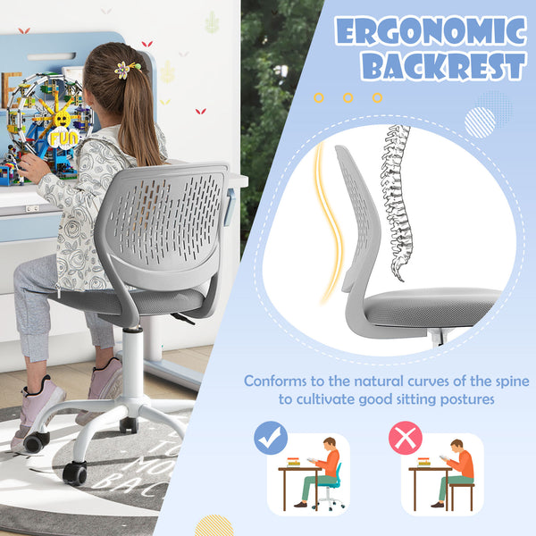 Chaise d'étude ergonomique pour enfants avec hauteur réglable