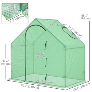 Garden greenhouse with door and top window