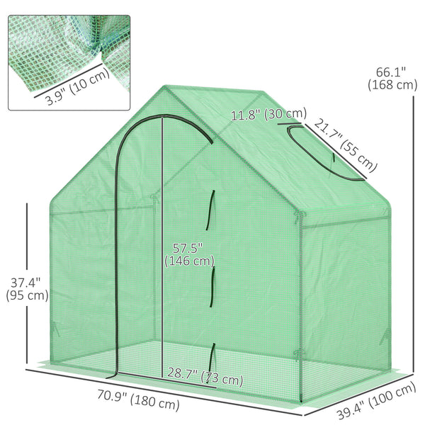 Garden greenhouse with door and top window