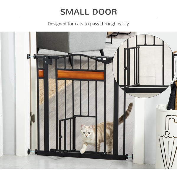 Barrière pour chien extra large avec chatière intégrée, noire