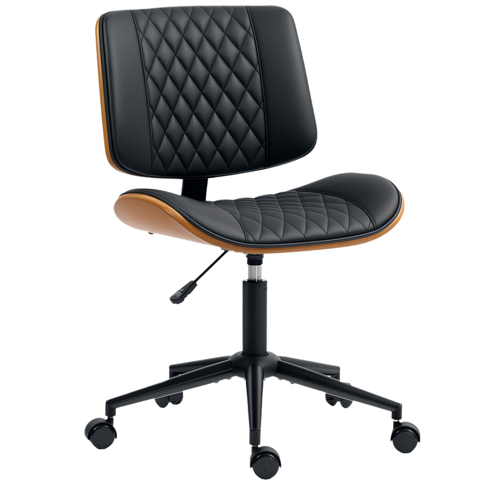 Chaise de bureau en cuir synthétique, hauteur réglable, pivotante, noire