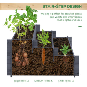 Jardinière surélevée en bois à 3 niveaux, gris