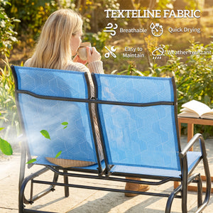 Outdoor 2-Person Rocking Bench, Blue
