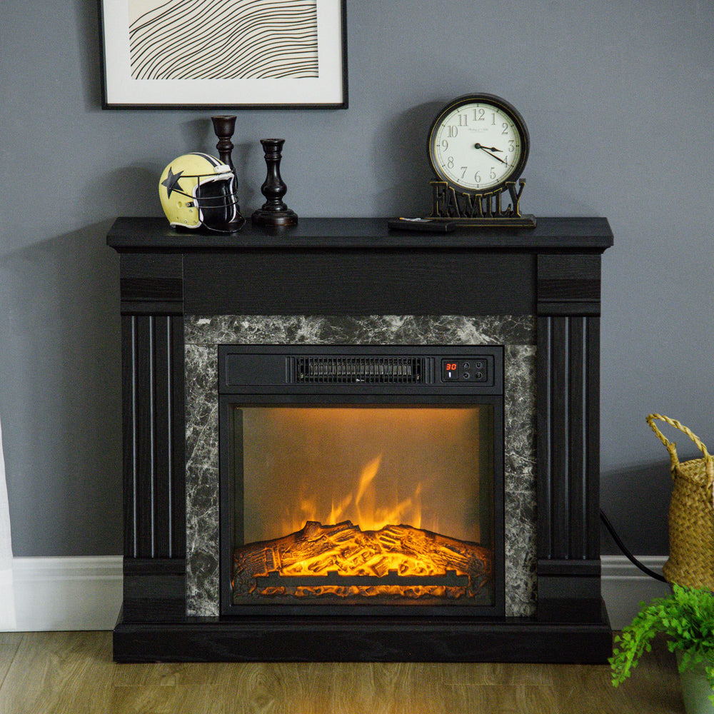 Cheminée électrique avec cheminée en bois de 1400W noir