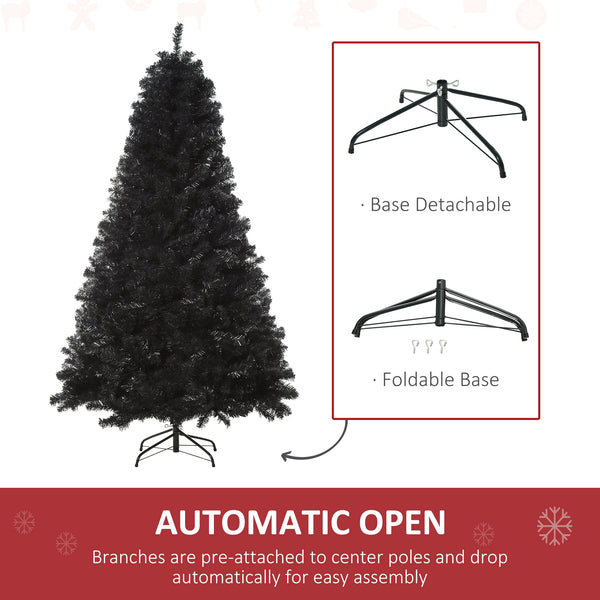 Sapin de Noël artificiel noir de 6 pieds non éclairé