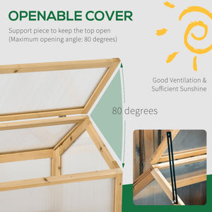 Serre de jardin surélevée portable en bois avec couvercle ouvrant