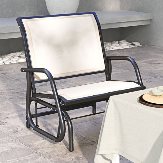Outsunny Garden Armchair with Breathable Mesh Seat and Backrest, Metal Frame and Armrests, Cream Color