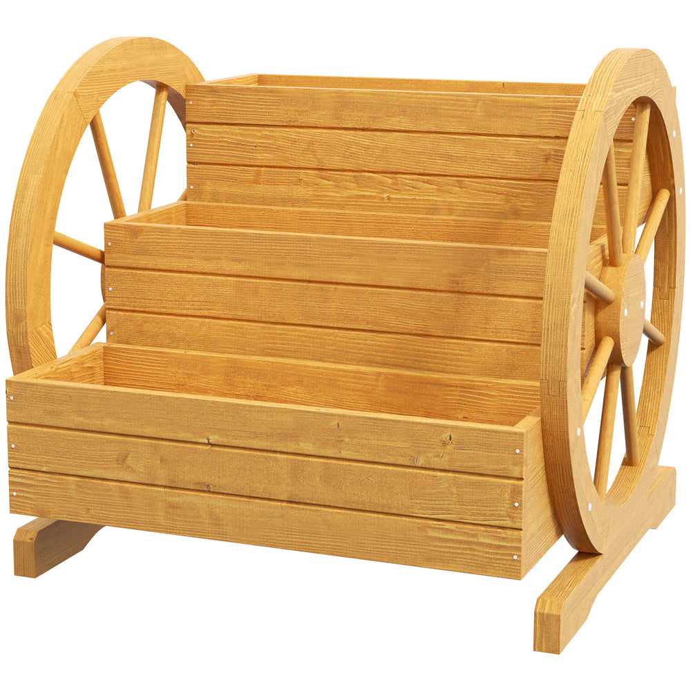 Jardinière en bois en forme de chariot à 3 niveaux