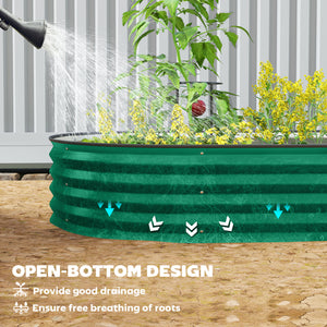 Jardinière d'extérieur surélevée galvanisée avec tuteur en métal, verte