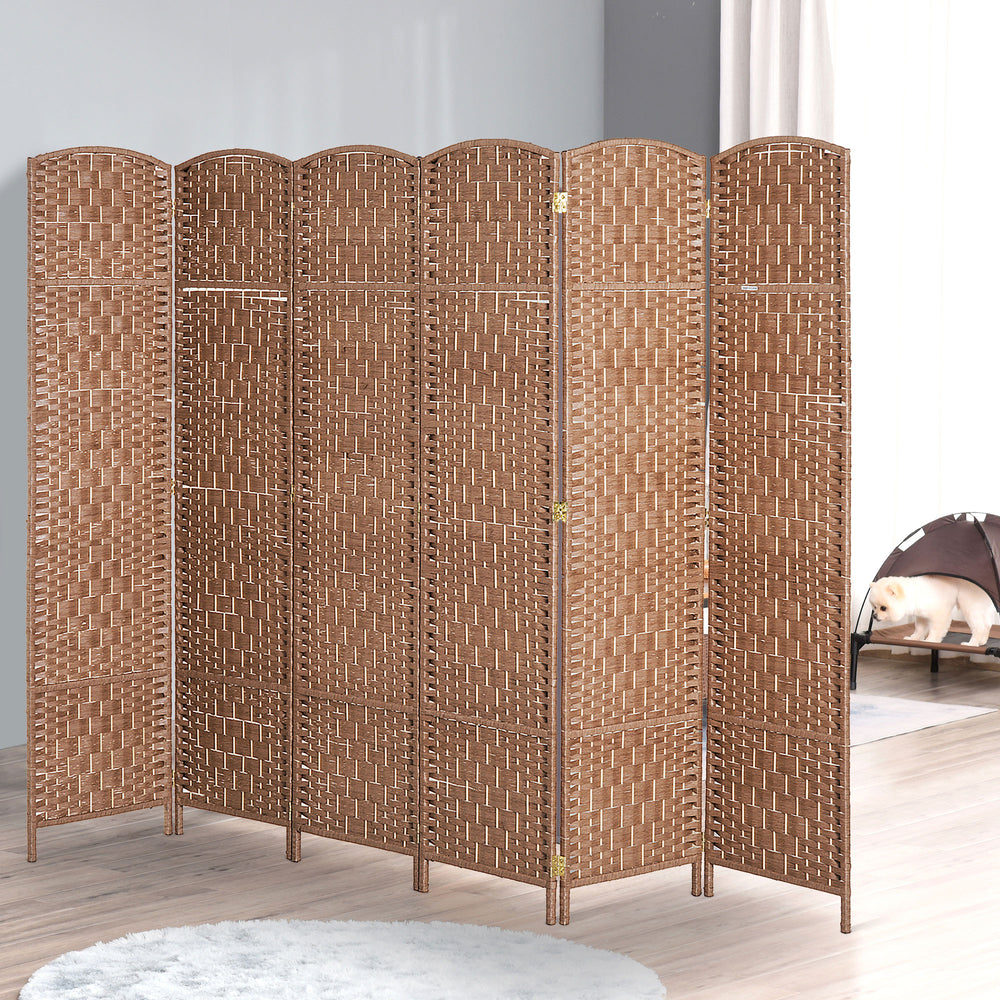 Cloison de séparation pliable avec 6 panneaux, couleur naturelle