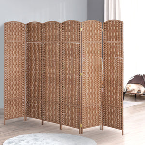 Cloison de séparation pliable avec 6 panneaux, couleur naturelle