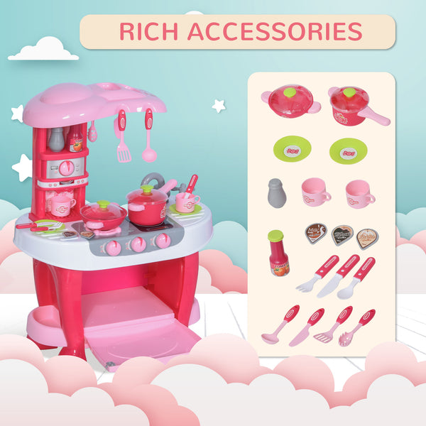 Ensemble de cuisine pour enfants avec son et lumière et 38 accessoires - Rose
