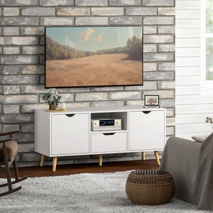 Meuble TV avec rangement pour téléviseur jusqu'à 50 pouces, blanc