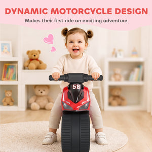 Qaba Balance Bike with Music and Wide Tires Baby Balance Bike for Toddlers 1-3 Years Red