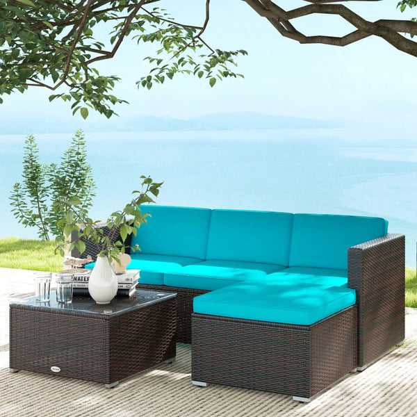 Mobilier de jardin avec coussins moelleux, canapés d'angle, turquoise
