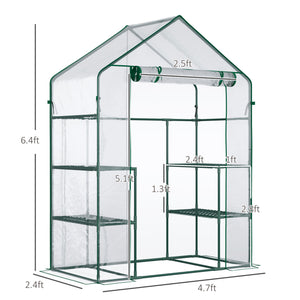 Portable mini greenhouse with 4 shelves