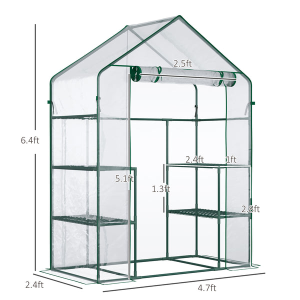 Portable mini greenhouse with 4 shelves