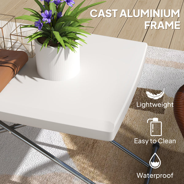 Table pliante d'extérieur réglable en 3 niveaux, blanche