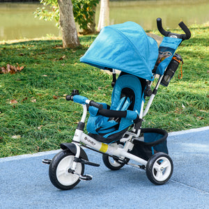 6 in 1 Toddler Tricycle for 1-5 Years Old with Parent Handle, Blue