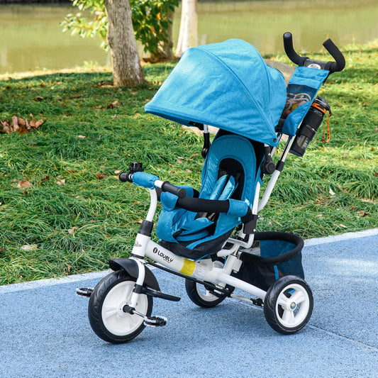 Tricycle 6 en 1 pour tout-petits de 1 à 5 ans avec poignée parentale, bleu