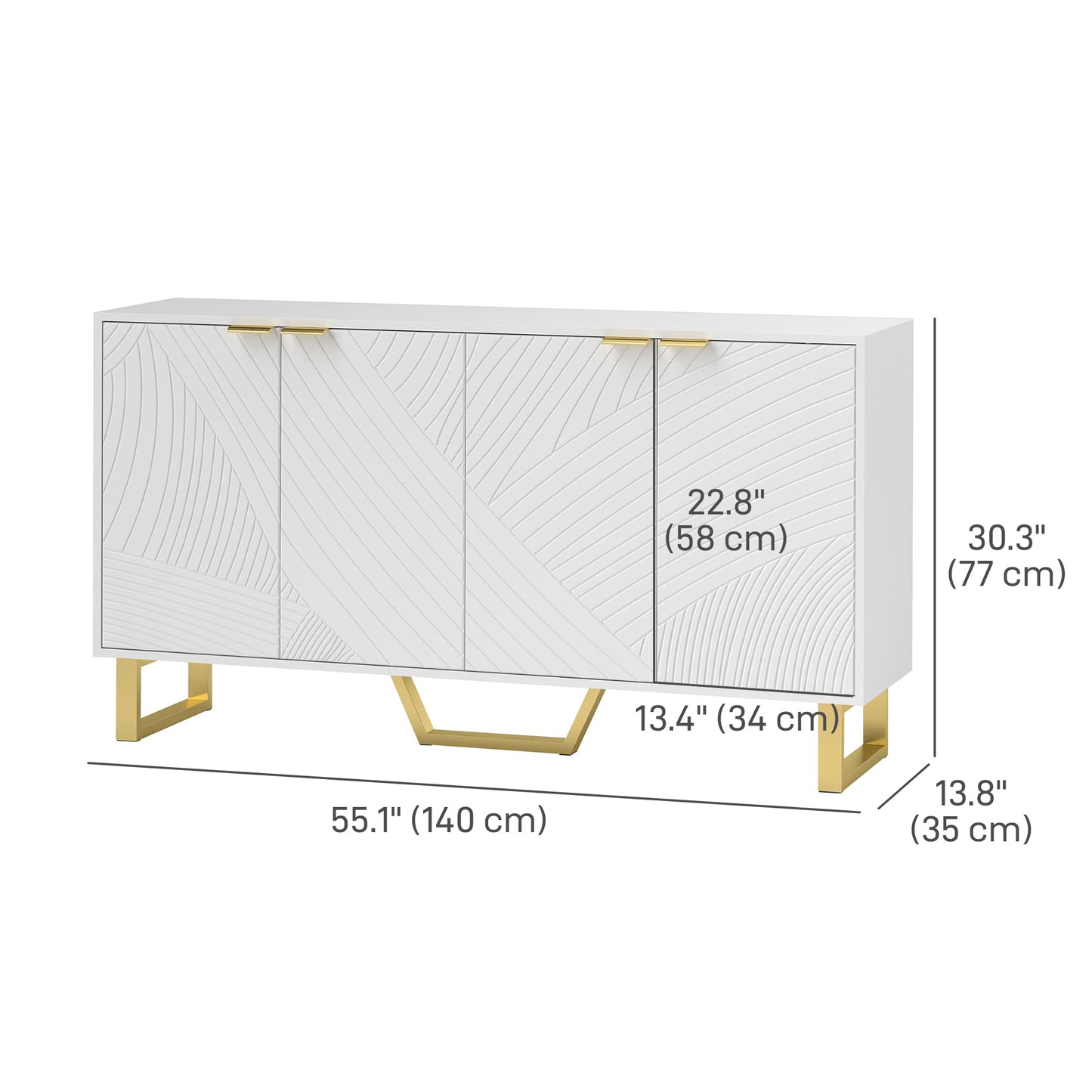 HOMCOM sideboard with adjustable shelves, white