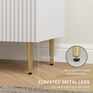 Buffet avec 3 tiroirs et étagères réglables, blanc