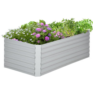 Jardinière surélevée galvanisée en acier avec tiges de renfort, gris clair