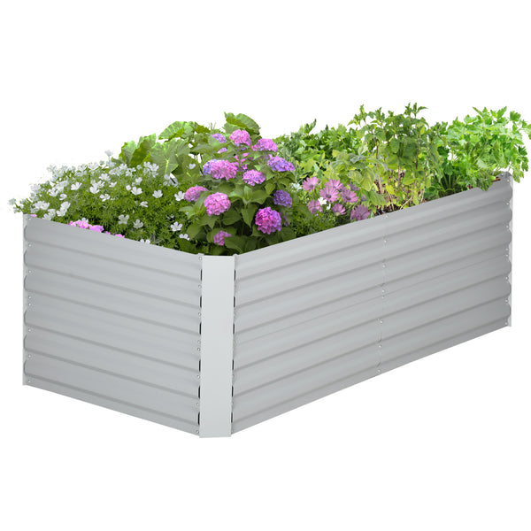 Jardinière surélevée galvanisée en acier avec tiges de renfort, gris clair