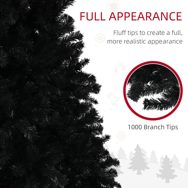 Sapins de Noël artificiels noir de 6 pieds avec ouverture automatique et base en acier