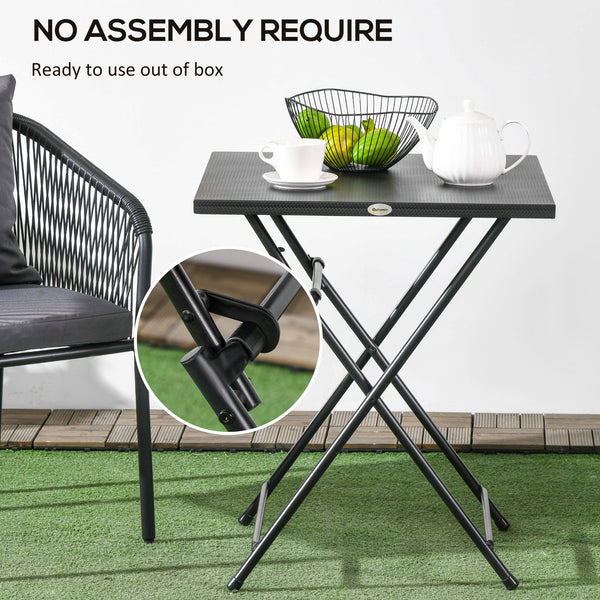 Table basse pliante carrée avec plateau en métal, noire