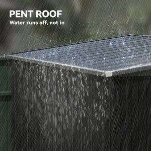 Galvanized steel garden shed with lockable doors