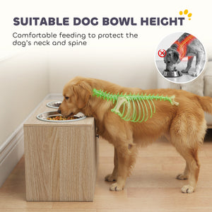 Raised Dog Bowls with Storage, Oak