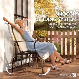 Two-seater outdoor rocking chair with mesh seat and backrest
