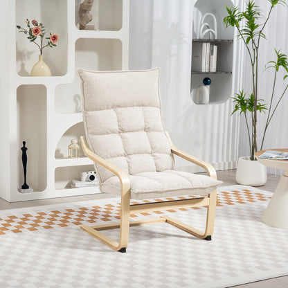 Fauteuil d'appoint rembourré avec pieds et accoudoirs incurvés, blanc crème
