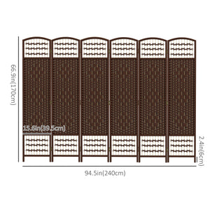 Cloison de séparation pliable à 6 panneaux en fibre ondulée, marron